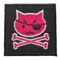 Aufnäher - Piratenkatze - schwarz-pink - Patch