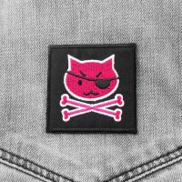 Aufnäher - Piratenkatze - schwarz-pink - Patch