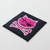 Aufnäher - Piratenkatze - schwarz-pink - Patch