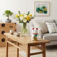 Glückskatze - Maneki-neko - Winkekatze - 18 cm - weiß