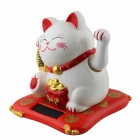 Glückskatze - Maneki-neko - Winkekatze auf Podest 10,5cm - weiß