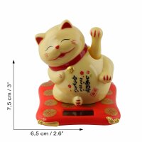Glückskatze - Maneki-neko - Winkekatze auf Podest 7,5cm - beige