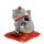 Lucky cat on pedestal - Maneki Neko - Waving cat - 7,5cm - silver