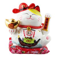 Glückskatze - Maneki-neko - Winkekatze aus Porzellan...