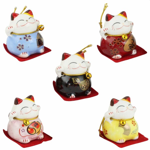 Ceramic Kittens - Little Lucky Cats - White - Set of 5 - 1